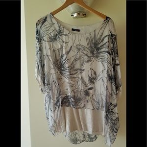 Overlay silk and sequins top